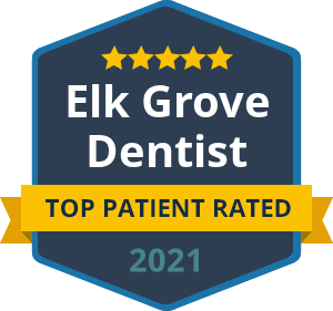 Badge top patient rated 2021 Elk Grove dentist.