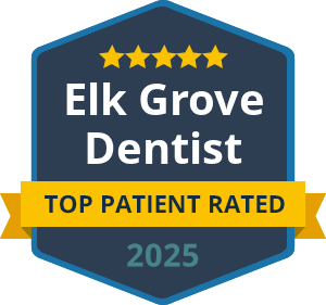 Badge top patient rated 2025 Elk Grove dentist.